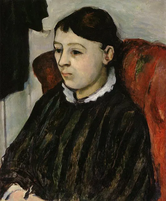 Cézanne, Madame Cezanne en robe rayée