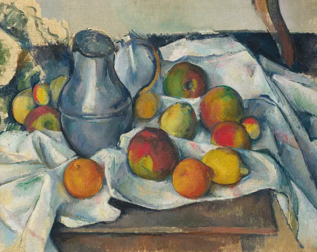 Cézanne, Bouilloire et fruits