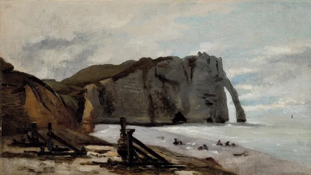 Monet, Étretat, porte et falaise d’Aval