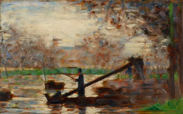Seurat, Pêcheur dans un bateau amarré